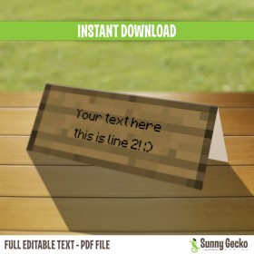 Minecraft Birthday Tent Cards / Place Cards